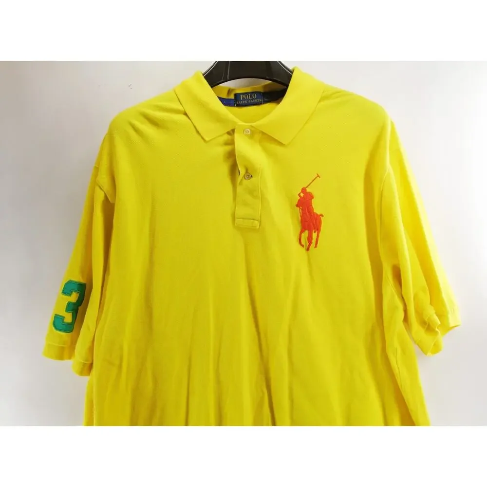 Polo Ralph Lauren Men's 2XLT Yellow Big Pony #3 Sleeve Polo Shirt Short Sleeve
